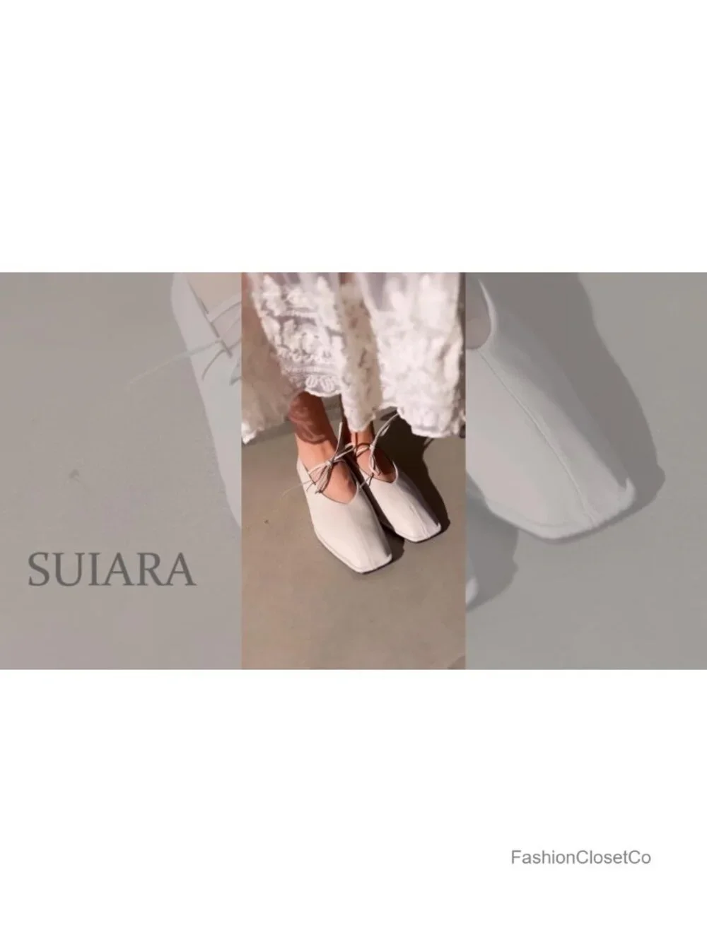 Faux Leather Lace Up Ballet Flats Square Toe Mary Jane Bow Slip On